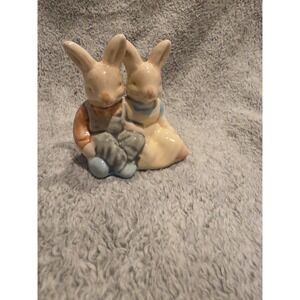 Vintage Albert Kessler Ceramic Glazed Two‎ Bunnies Mr Mrs Rabbit Easter Spring